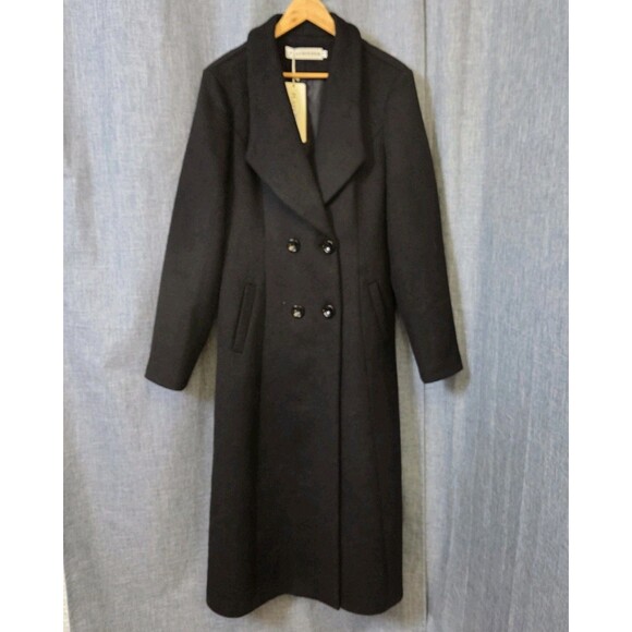Plaerpener Jackets & Blazers - Plaerpener Long Double Breasted Coat Women’s 12 Black Wool Blend